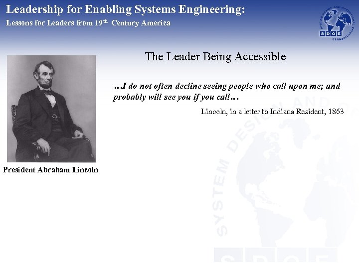 Leadership for Enabling Systems Engineering: Lessons for Leaders from 19 th Century America The