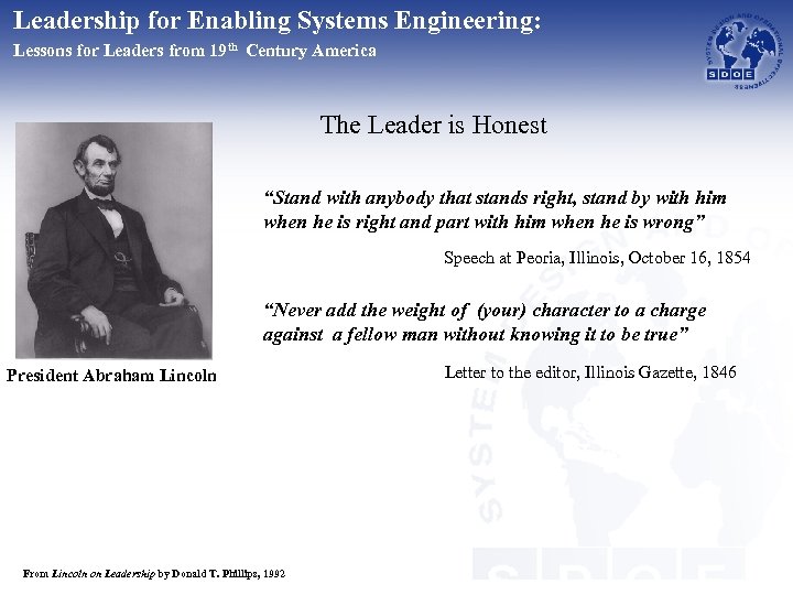 Leadership for Enabling Systems Engineering: Lessons for Leaders from 19 th Century America The