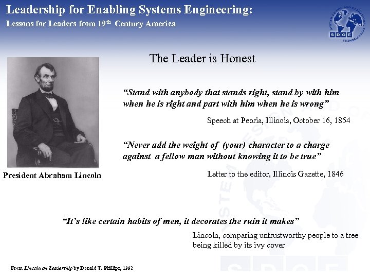 Leadership for Enabling Systems Engineering: Lessons for Leaders from 19 th Century America The