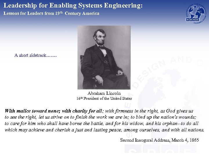 Leadership for Enabling Systems Engineering: Lessons for Leaders from 19 th Century America A