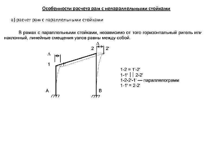 Особенности расчета рам с непараллельными стойками а) расчет рам с параллельными стойками 