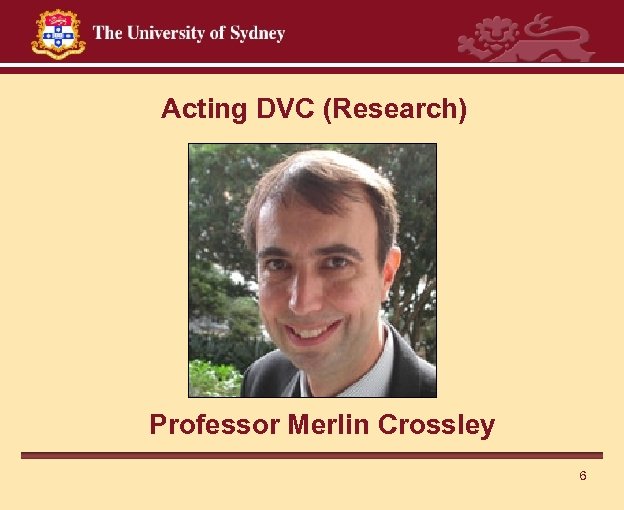 Acting DVC (Research) Professor Merlin Crossley 6 