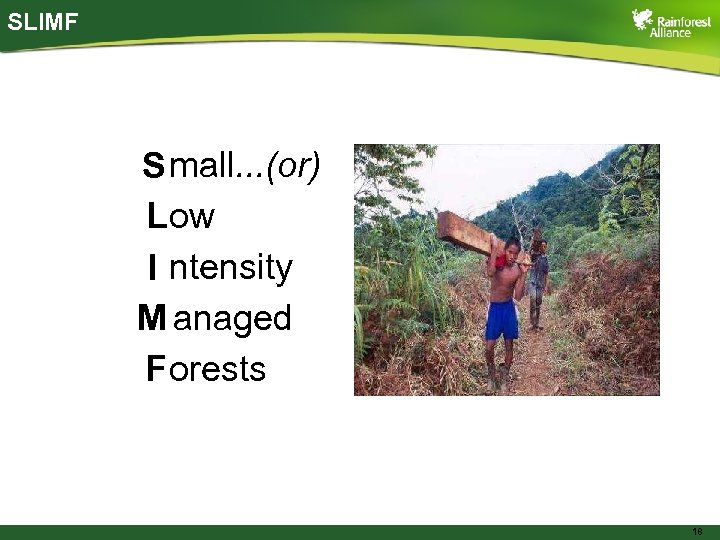 SLIMF S mall. . . (or) L ow I ntensity M anaged F orests