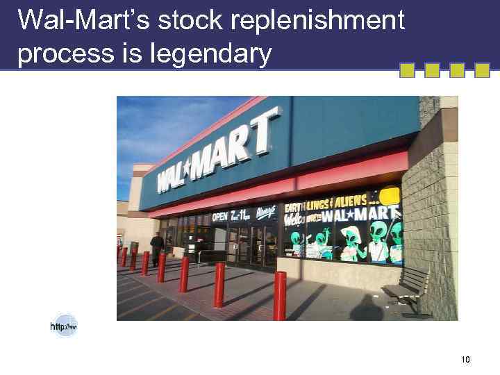 Wal-Mart’s stock replenishment process is legendary 10 