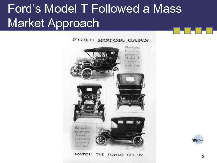 Ford’s Model T Followed a Mass Market Approach 5 