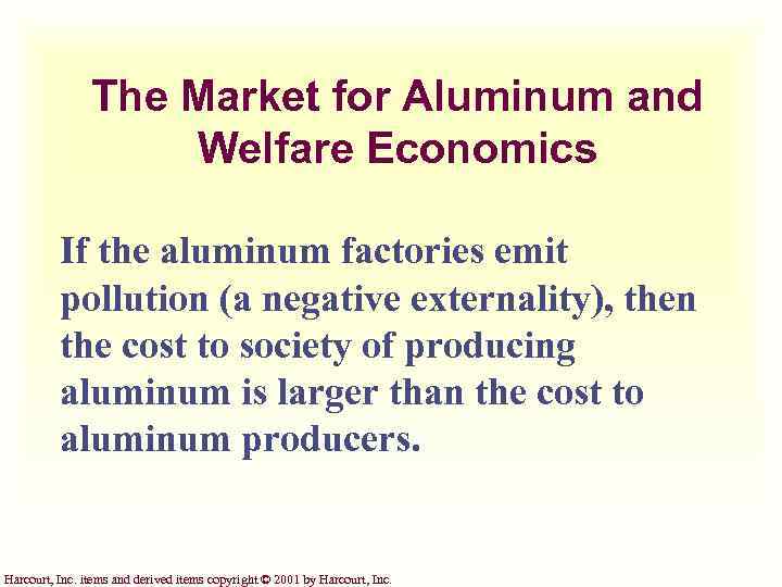 The Market for Aluminum and Welfare Economics If the aluminum factories emit pollution (a