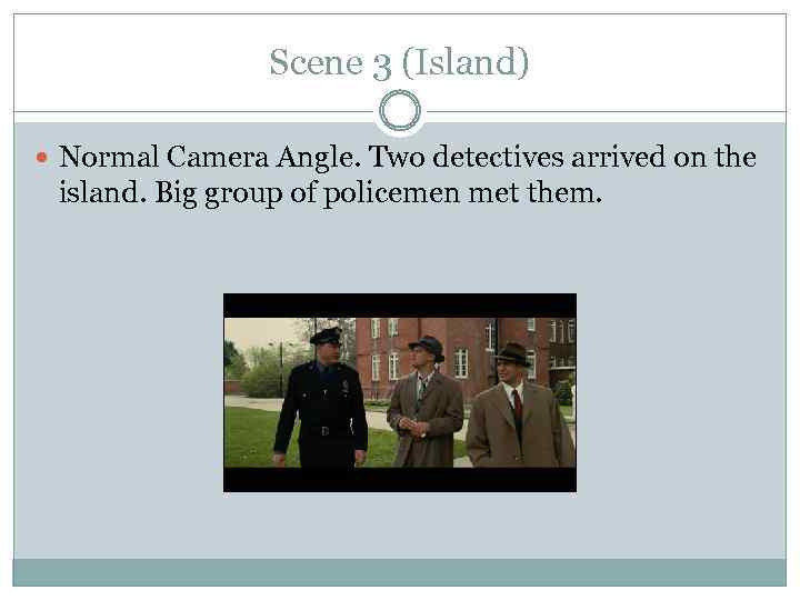 Scene 3 (Island) Normal Camera Angle. Two detectives arrived on the island. Big group