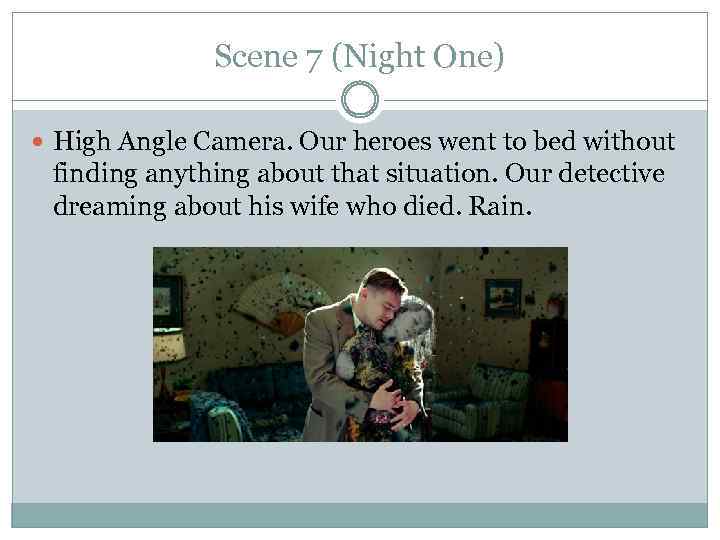 Scene 7 (Night One) High Angle Camera. Our heroes went to bed without finding