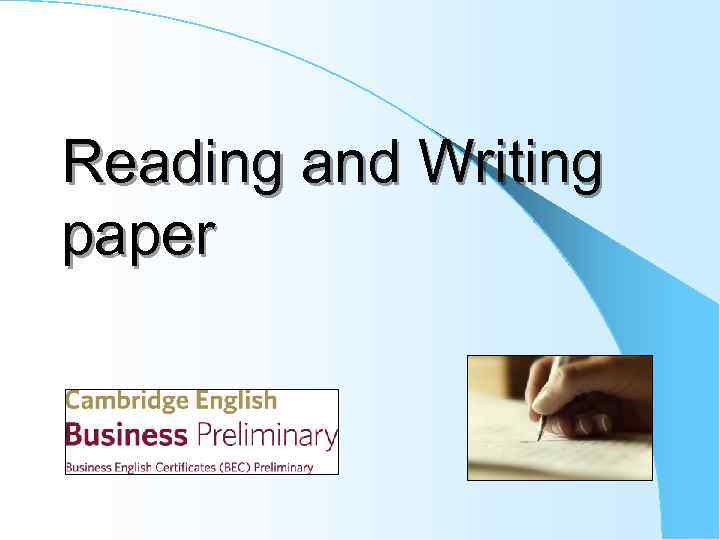 Reading and Writing paper 