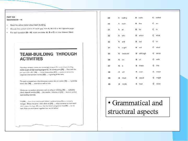  • Grammatical and structural aspects 