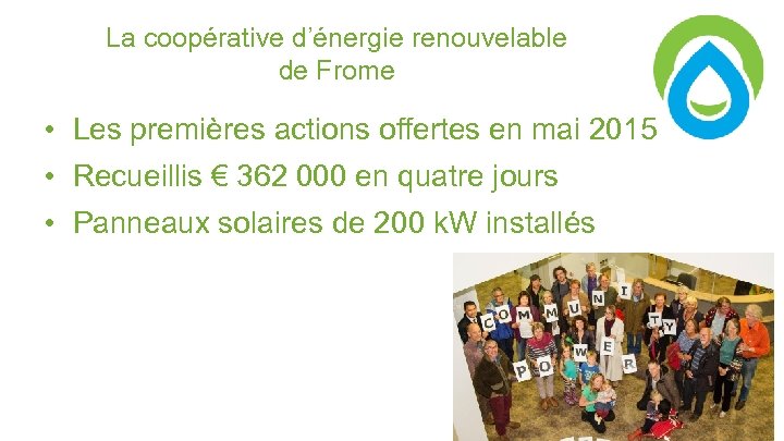 La coopérative d’énergie renouvelable de Frome • Les premières actions offertes en mai 2015