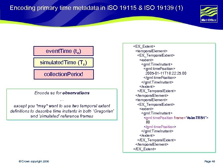 Encoding primary time metadata in ISO 19115 & ISO 19139 (1) event. Time (te)
