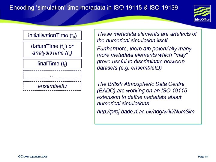 Encoding ‘simulation’ time metadata in ISO 19115 & ISO 19139 initialisation. Time (t 0)
