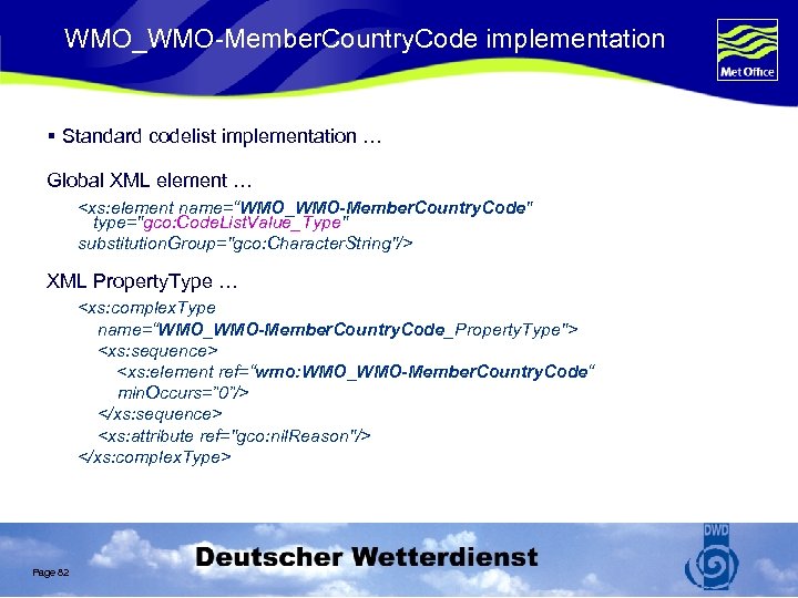 WMO_WMO-Member. Country. Code implementation § Standard codelist implementation … Global XML element … <xs: