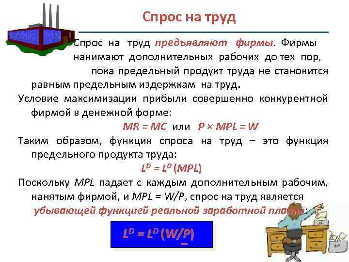 Спросом на труд называют. Спрос фирмы на труд. Функция спроса фирмы на труд. Спрос фирмы на труд формула. Функцию спроса фирмы на труд формула.