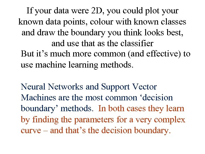 If your data were 2 D, you could plot your known data points, colour