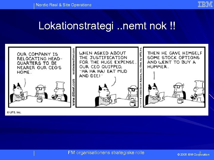 Nordic Real & Site Operations Lokationstrategi. . nemt nok !! FM organisationens strategiske rolle