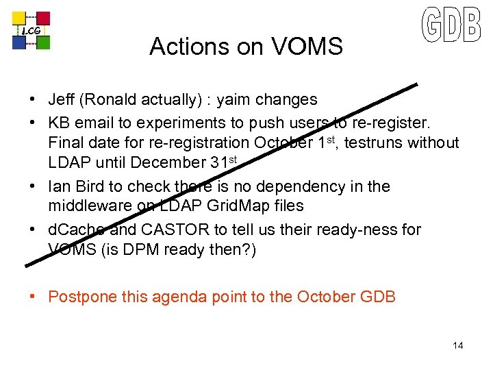 LCG Actions on VOMS • Jeff (Ronald actually) : yaim changes • KB email
