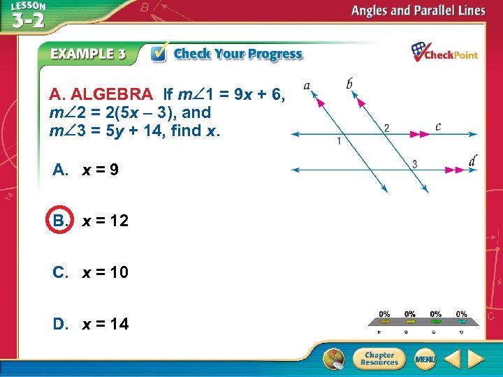 A. ALGEBRA If m 1 = 9 x + 6, m 2 = 2(5