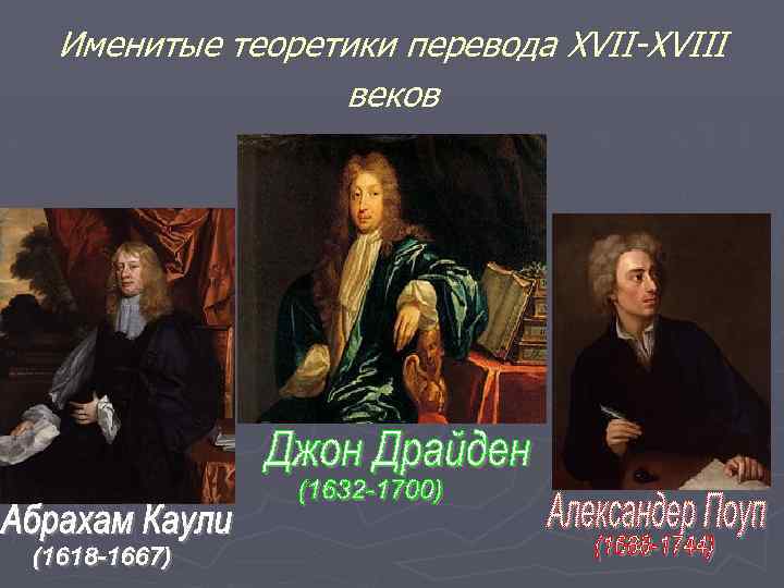 Именитые теоретики перевода XVII-XVIII веков 