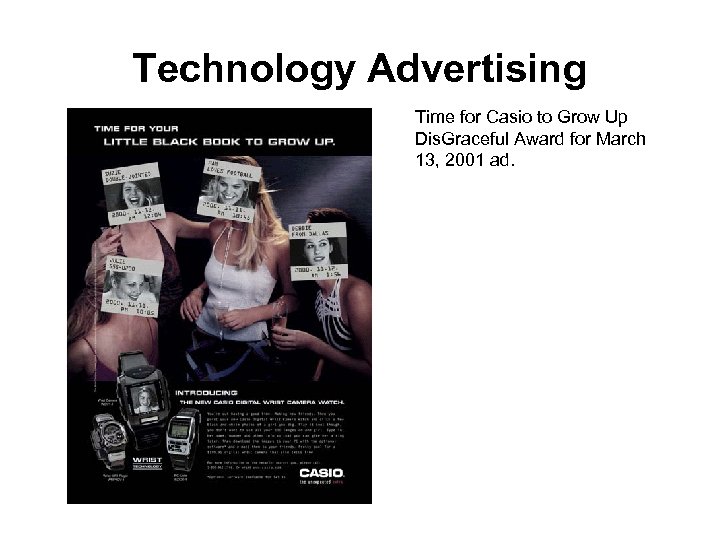 Technology Advertising Time for Casio to Grow Up Dis. Graceful Award for March 13,