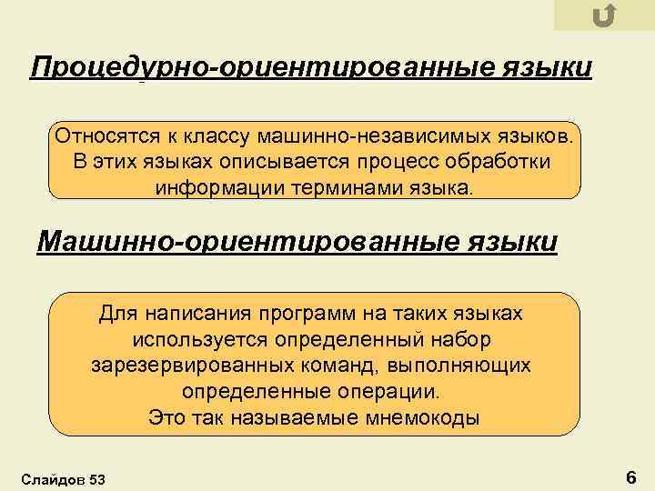 Процедурно-ориентированные языки Относятся к классу машинно-независимых языков. В этих языках описывается процесс обработки информации