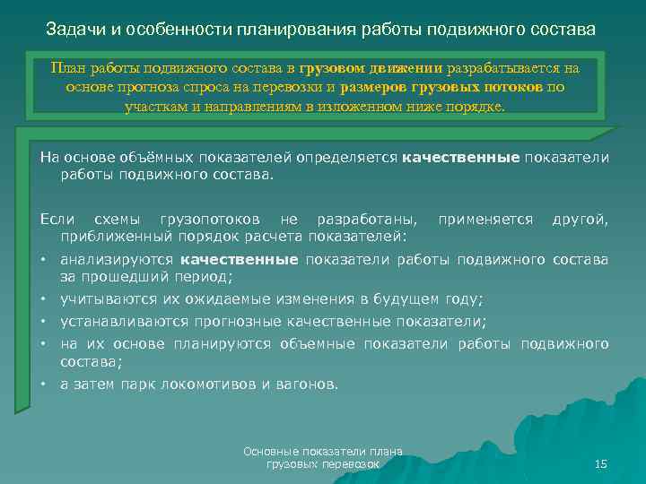 Задачи и особенности планирования работы подвижного состава План работы подвижного состава в грузовом движении