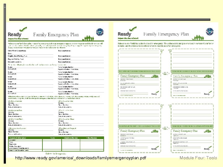 http: //www. ready. gov/america/_downloads/familyemergencyplan. pdf Module Four: Tools 