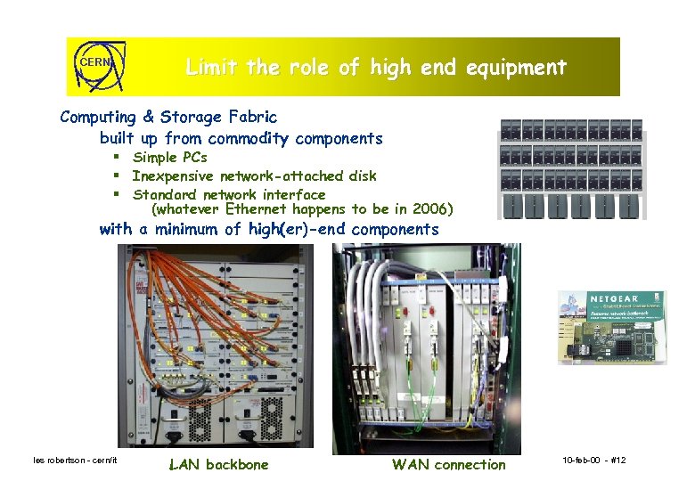 Limit the role of high end equipment CERN Computing & Storage Fabric built up