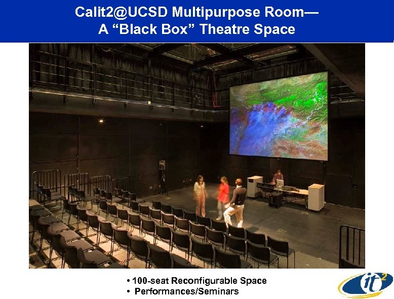 Calit 2@UCSD Multipurpose Room— A “Black Box” Theatre Space • 100 -seat Reconfigurable Space