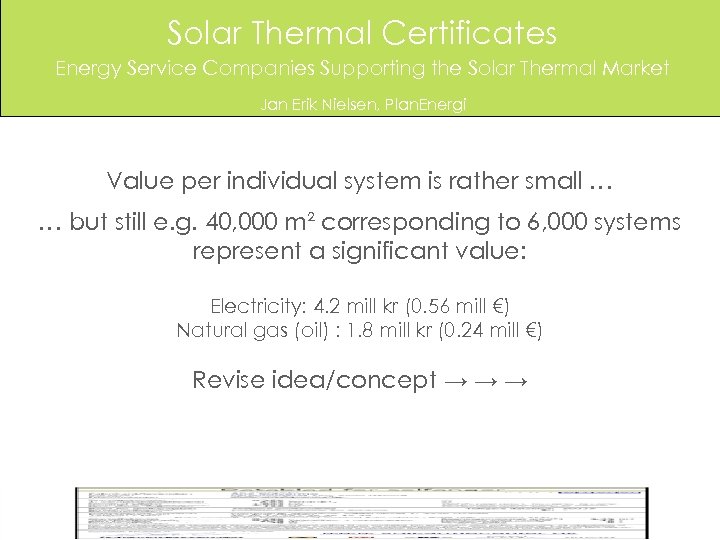 Solar Thermal Certificates Energy Service Companies Supporting the Solar Thermal Market Jan Erik Nielsen,