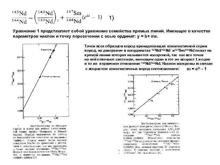 1) Уравнение 1 представляет собой уравнение семейства прямых линий. Имеющее в качестве параметров наклон