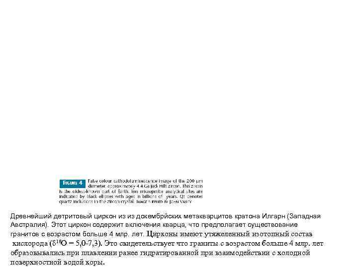 Древнейший детритовый циркон из из докембрйских метакварцитов кратона Илгарн (Западная Австралия). Этот циркон содержит