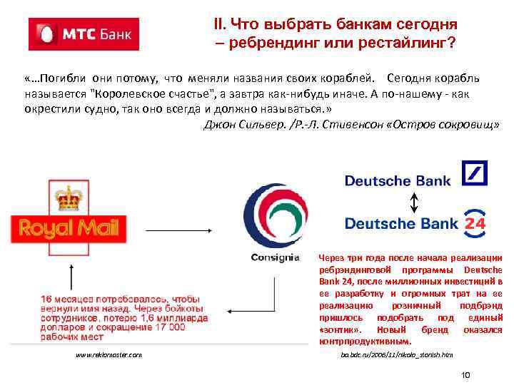 II. Что выбрать банкам сегодня – ребрендинг или рестайлинг? «…Погибли они потому, что меняли