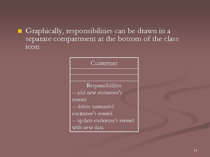 n Graphically, responsibilities can be drawn in a separate compartment at the bottom of