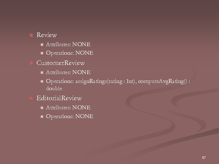 n Review n n n Customer. Review n n n Attributes: NONE Operations: NONE