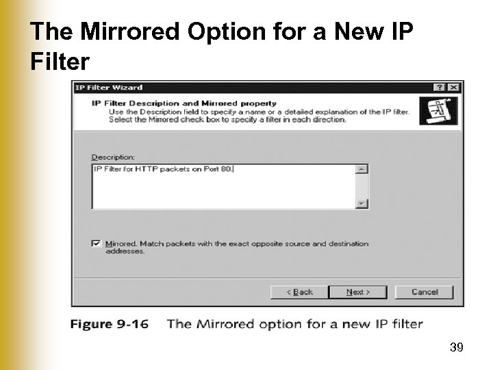 The Mirrored Option for a New IP Filter 39 