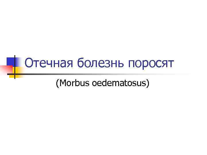 Отечная болезнь поросят (Morbus oedematosus) 