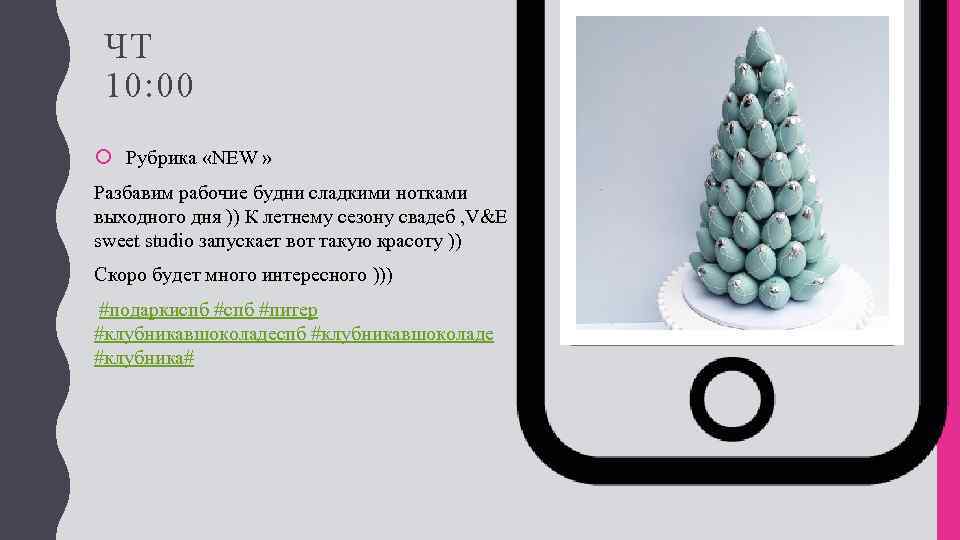 ЧТ 10: 00 Рубрика «NEW » Разбавим рабочие будни сладкими нотками выходного дня ))