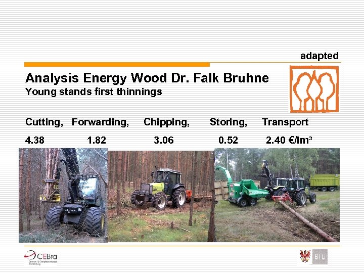 adapted Analysis Energy Wood Dr. Falk Bruhne Young stands first thinnings Cutting, Forwarding, 4.