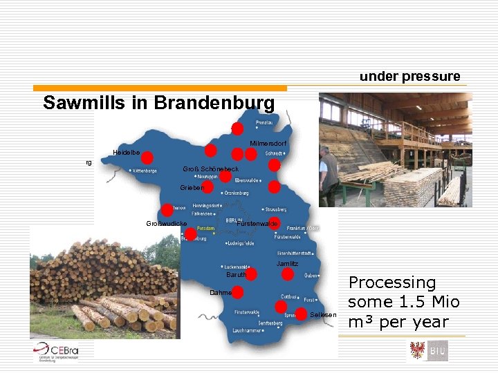 under pressure Sawmills in Brandenburg Hardenbeck Milmersdorf Fürstenberg Heidelbe rg Stolpe Lunow Bralitz Groß