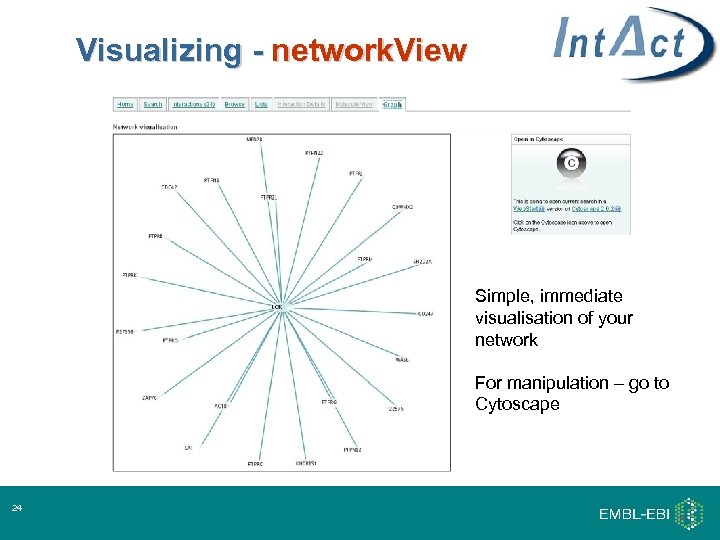 Visualizing - network. View Simple, immediate visualisation of your network For manipulation – go