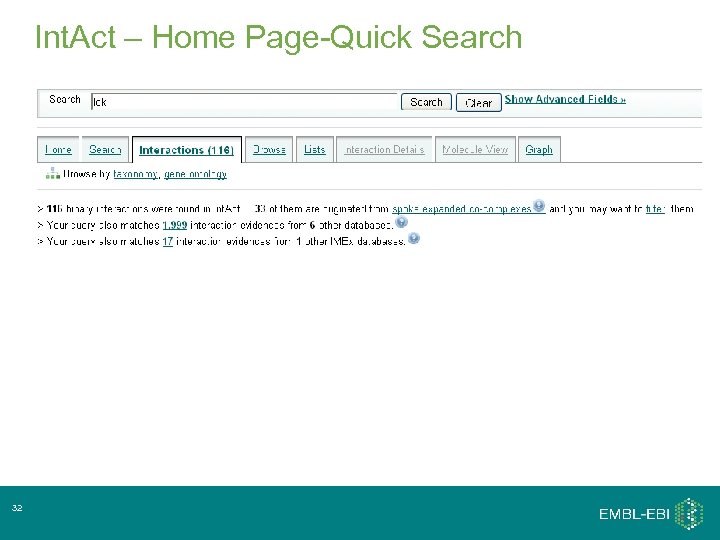 Int. Act – Home Page-Quick Search 32 