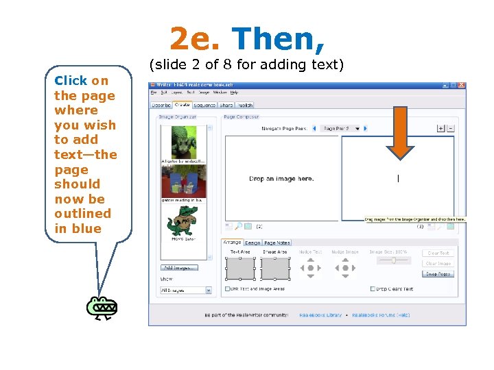 2 e. Then, (slide 2 of 8 for adding text) Click on the page