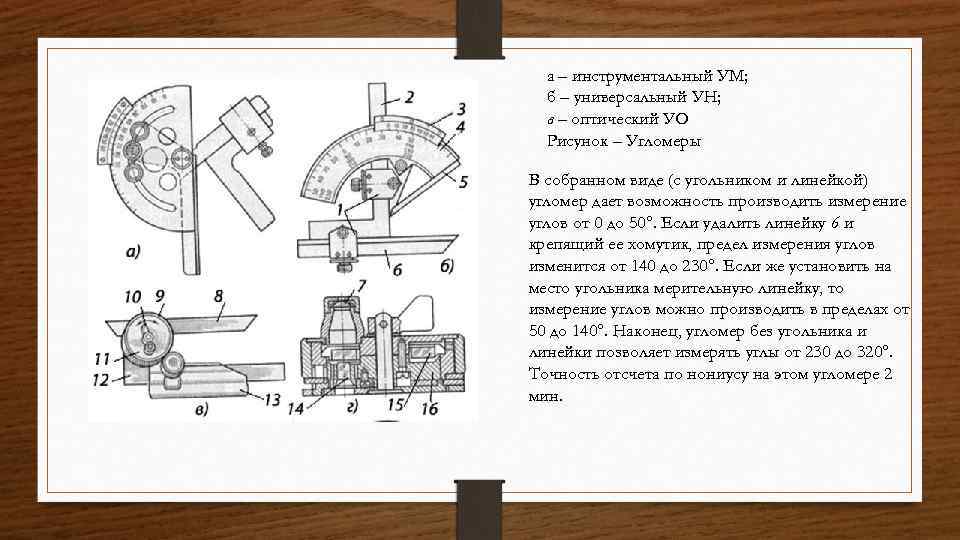 а – инструментальный УМ; б – универсальный УН; в – оптический УО Рисунок –