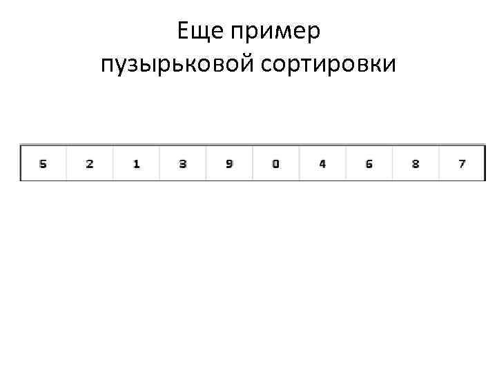 Еще пример пузырьковой сортировки 