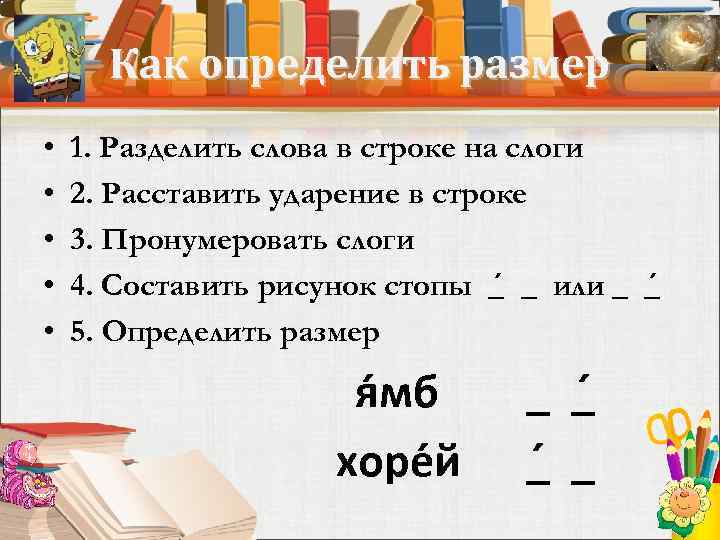 Как определить размер • • • 1. Разделить слова в строке на слоги 2.