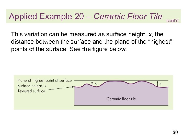 Applied Example 20 – Ceramic Floor Tile cont’d This variation can be measured as
