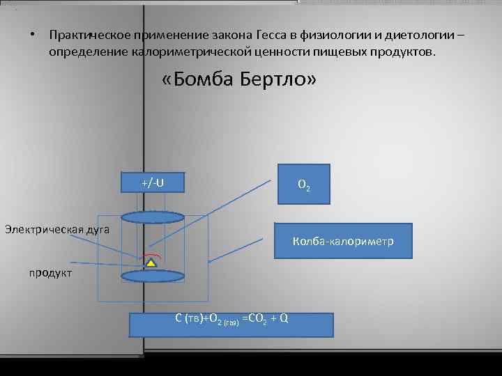  • Практическое применение закона Гесса в физиологии и диетологии – определение калориметрической ценности