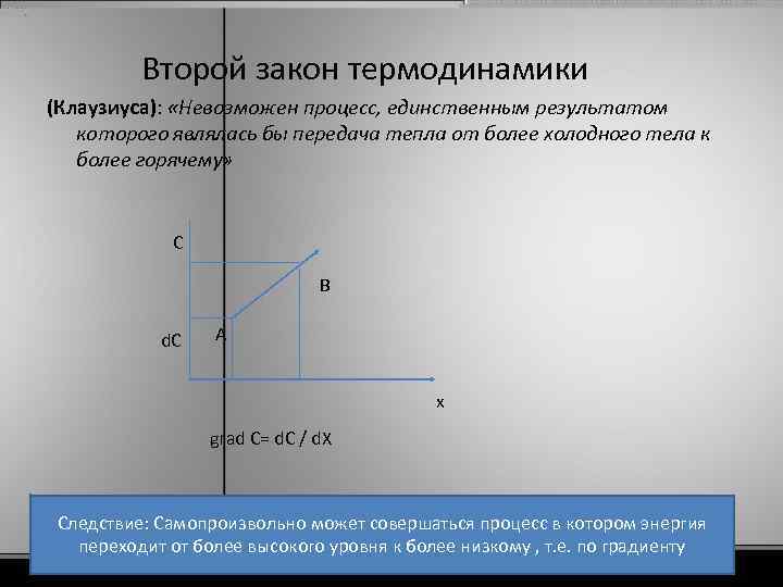  Второй закон термодинамики (Клаузиуса): «Невозможен процесс, единственным результатом которого являлась бы передача тепла